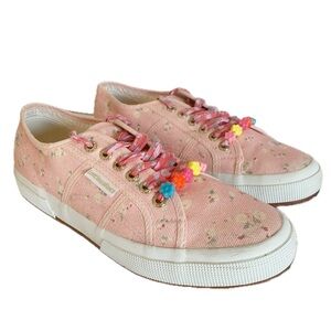 Superga x LoveShackFancy Pink Floral Canvas Sneaker Beaded Charms 10
